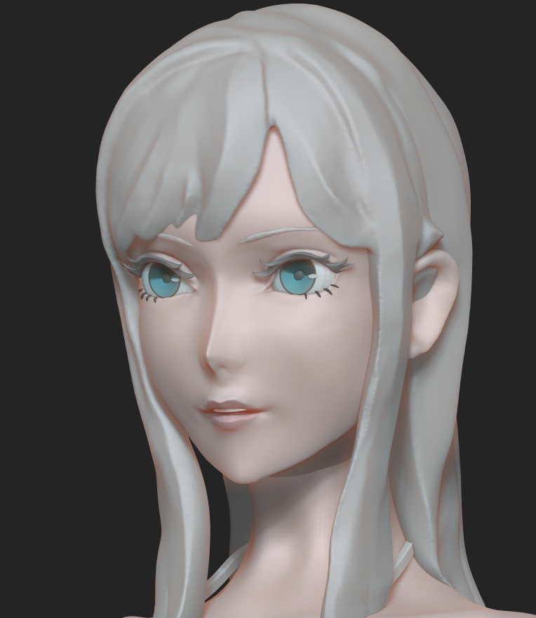 顔をデフォルメする塩梅がなんとなくわかってきたかもしれない。つくってみるとフィギュアを作られている方の造形力は本当にすごいなと思う。。。 #zbrush