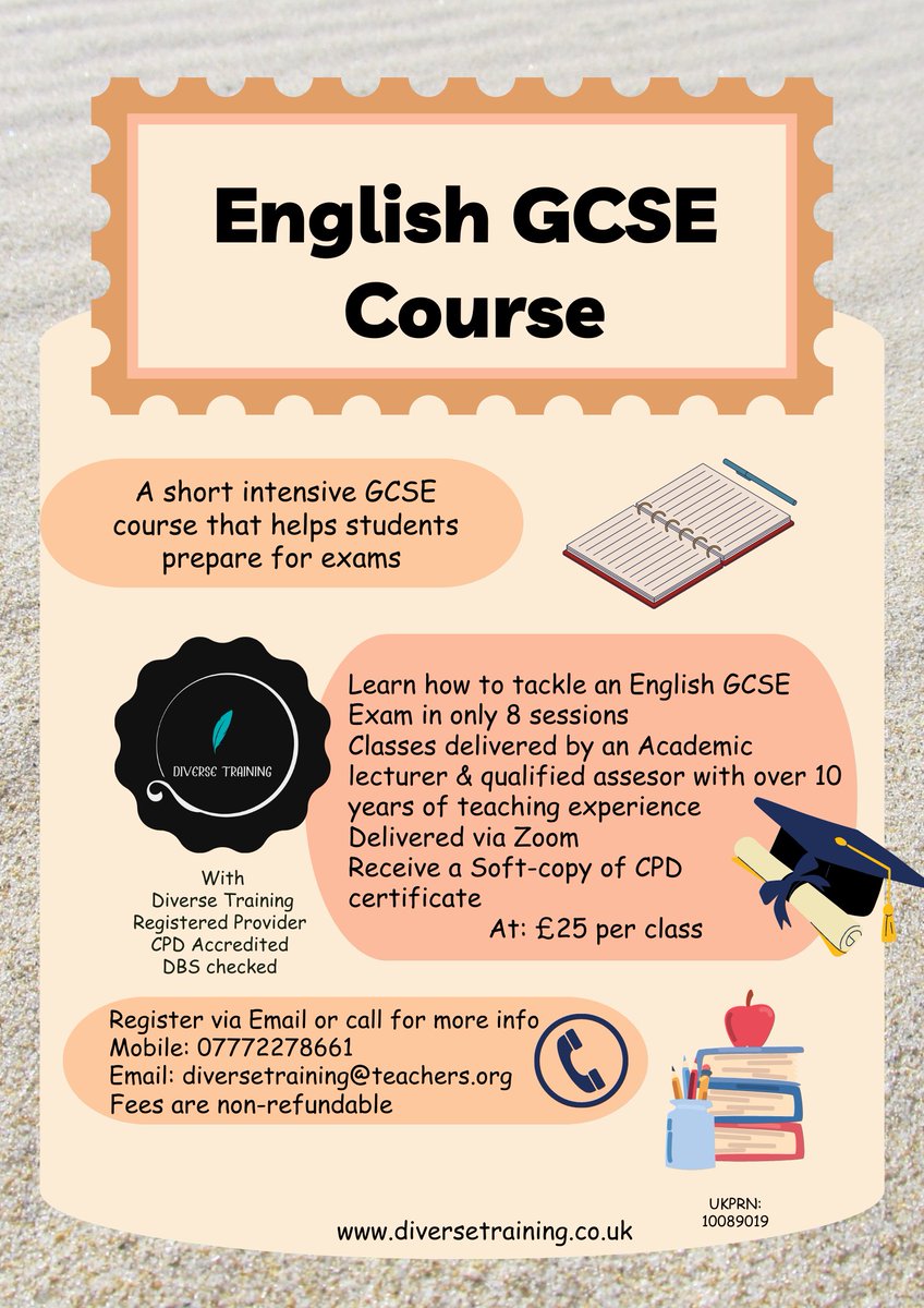 DiverseTraining's tweet photo. Get Through English GCSE Exam! https://t.co/hua0ooC1ZI