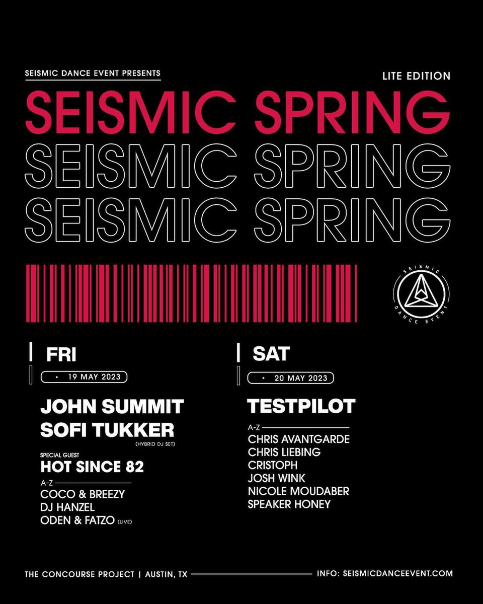 hayl_ydub's tweet photo. It’s almost time.⌛️ Seismic Spring is right around the corner‼️ Peep those important details below. Don’t forget promo code HAY still saves you money at checkout.😎
▪️#SeismicSpring is our debut lite edition featuring one grand stage of house & techno outdoors in the fest field https://t.co/aVc50ENPTi