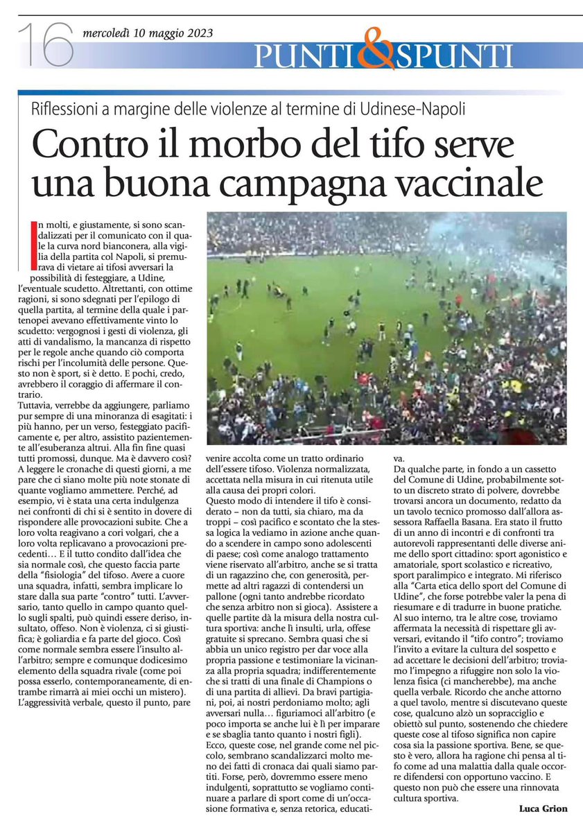 grionluca's tweet photo. …piccola riflessione a margine di Udinese￼-Napoli ⚽️
Grazie a @laVitaCattolica per lo spazio 😇 https://t.co/43bVrh0T2Q