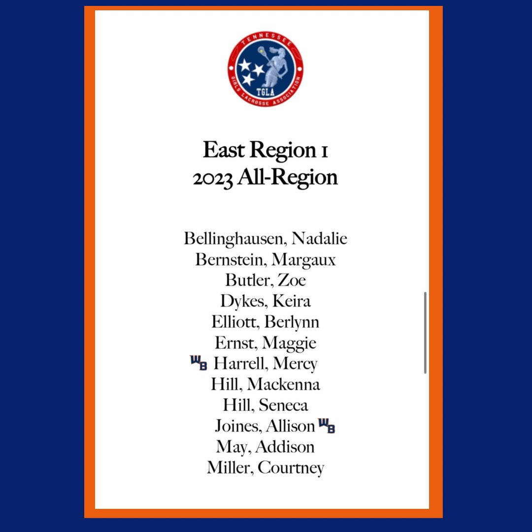GovsLacrosse's tweet photo. 🥍🌟Congratulations to all who made the 2023 TGLA East Region 1: All-Region! Especially our own Allison Joines and Mercy Harrell! 🌟🥍
#ladygovslacrosse #growthesport #allregion #tgla #wbhs # https://t.co/2wwJbUwSSK