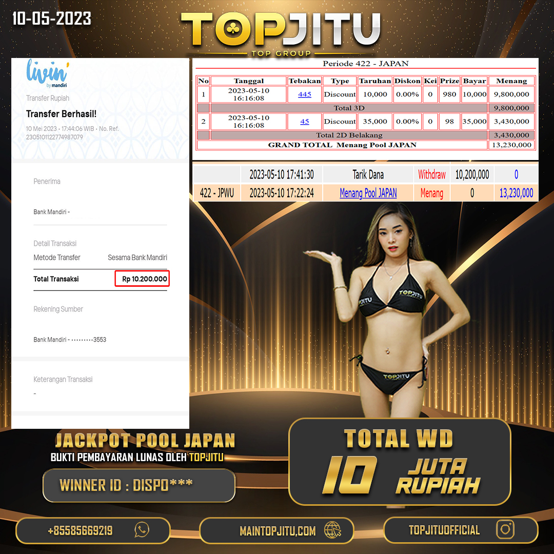 TOPJITUOFFICIAL's tweet photo. Admin Wendy mau ucapin Selamat Untuk Member 𝐓𝐎𝐏𝐉𝐈𝐓𝐔 yang Telah mendapatkan Kemenangan😍
Mau JP Juga? yuk Gabung di 𝐓𝐎𝐏𝐉𝐈𝐓𝐔  😍

𝐃𝐀𝐅𝐓𝐀𝐑 :
https://t.co/jlSIkgMqBr

#topjitu #slotgacor #slotgacorhariini #slot #prediksitogel #angkatogel #bocorantogel #prediksisdy https://t.co/TgAcCfN75J