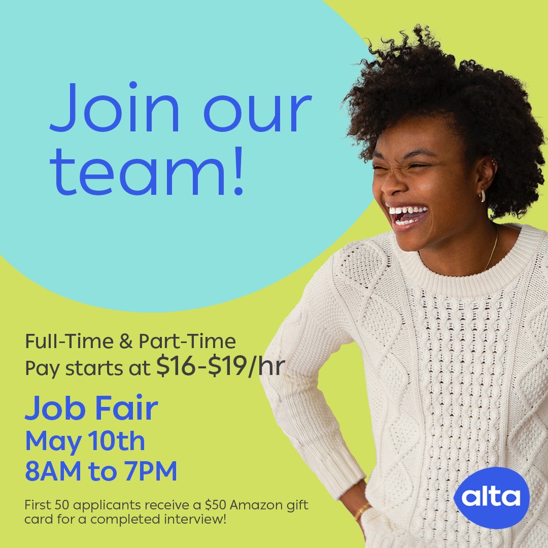 Our Florida Job Fair is live! Stop by and find your dream job with a team that truly makes a difference!

#jobs #altaresources #jobfair #hiring #hiringnow #florida