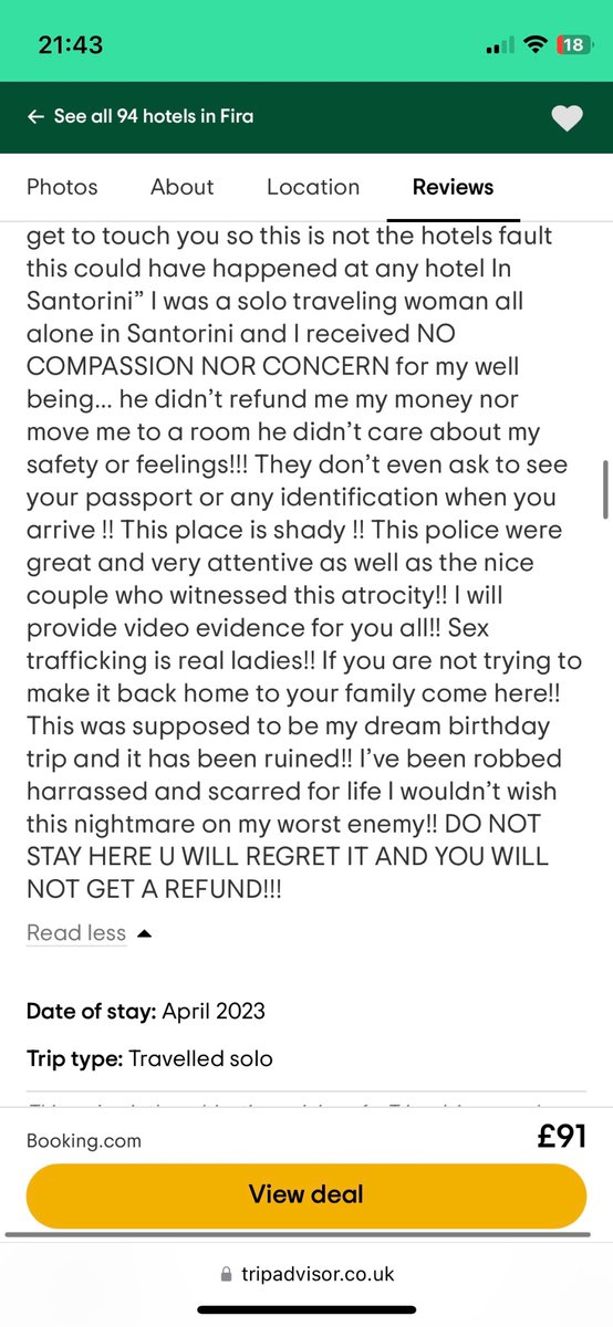 Lucyayy's tweet photo. POV: You’re heading to this hotel with 16 women, booked through @bookingcom. You’ve organised the trip and see this review 4 days before you leave. #Whatwouldyoudo? Spoiler alert: https://t.co/9pIB0jgVIp think risk it, and I did not. https://t.co/UD3NdSqRtR