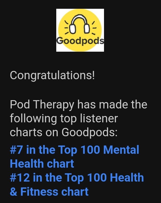 We are staging a coup! Help us take #1 on the top 100 Mental Health podcasts list! Make a free account and click "listen" to Pod Therapy, add a 5 star review and let's go! tinyurl.com/2jxp747w