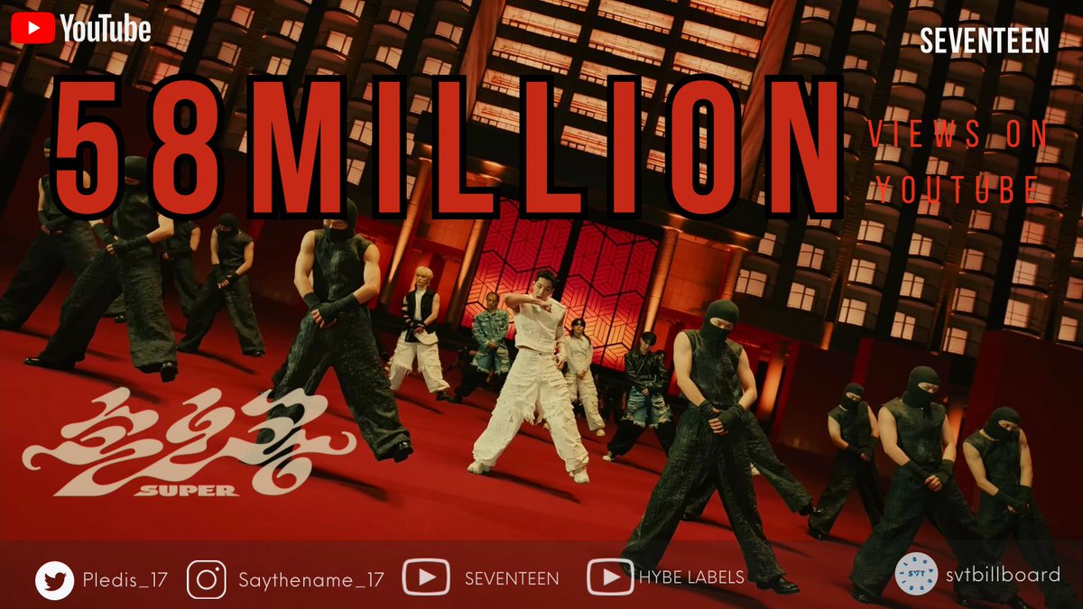 svtbillboard's tweet photo. [#SUPER VIEWS UPDATE]

Current Views: 58,009,768 🤩

Carats we are so close to 60M! 😍 Let’s break another record by making it the fastest SVT MV to reach 60M views! Let’s continue streaming and SHAZAM-ing!🔥

▶️ https://t.co/bOst1PVEYf

#FML #손오공 #SEVENTEEN @pledis_17 https://t.co/qLcnwBXVUJ