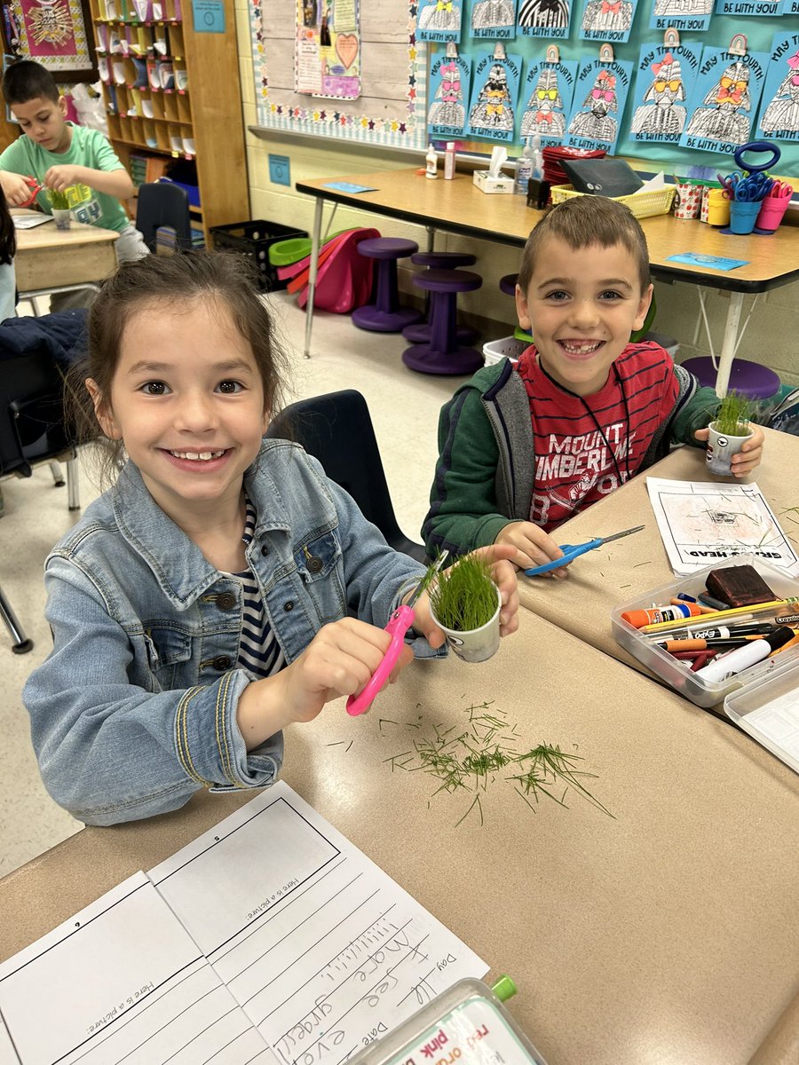 Mrs_Casaletto's tweet photo. We gave our grass heads a hair cut! ✂️ @CCSPrincipal #ccspride #laceypop #firstgradeisthebestgrade https://t.co/I6HuWzPNeB