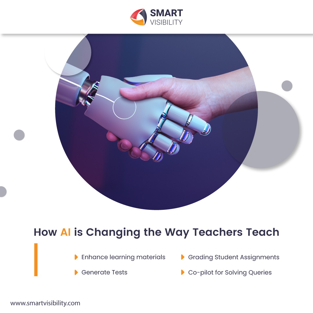 SmartVisibilit1's tweet photo. Enhance your teaching with AI! Discover how technologies like Chat GPT can grade assignments, generate tests, and answer student queries. Read more about how AI is changing education in our latest blog: https://t.co/B33X17Q97l #AI #education #teaching https://t.co/f727D4PrwE
