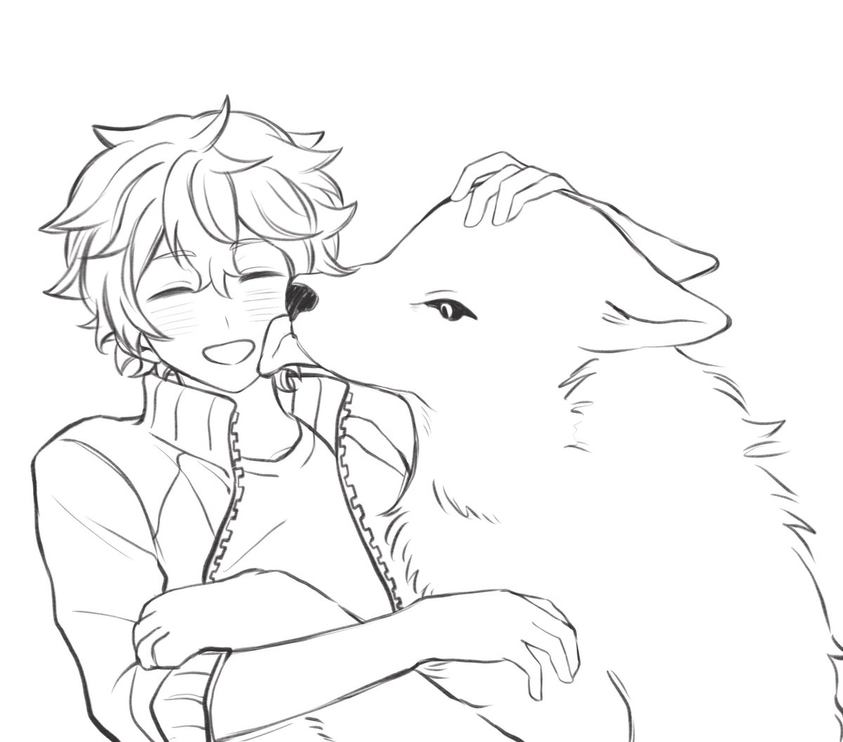 摸一下～是高三☀️和🦊
偶然看到个素材简直侑日本体所以怒画了一下，明天上色😚