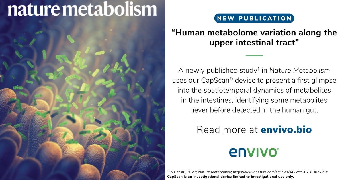 Now in <a href="/NatMetabolism/">Nature Metabolism</a>: Using #CapScan to collect samples of the upper intestinal tract, <a href="/UCDavis/">UC Davis</a> researchers provide first glimpses into the dynamics of metabolites in the intestines, IDing ~1,900 metabolites, some never before detected in the human gut. buff.ly/3nPTXTG