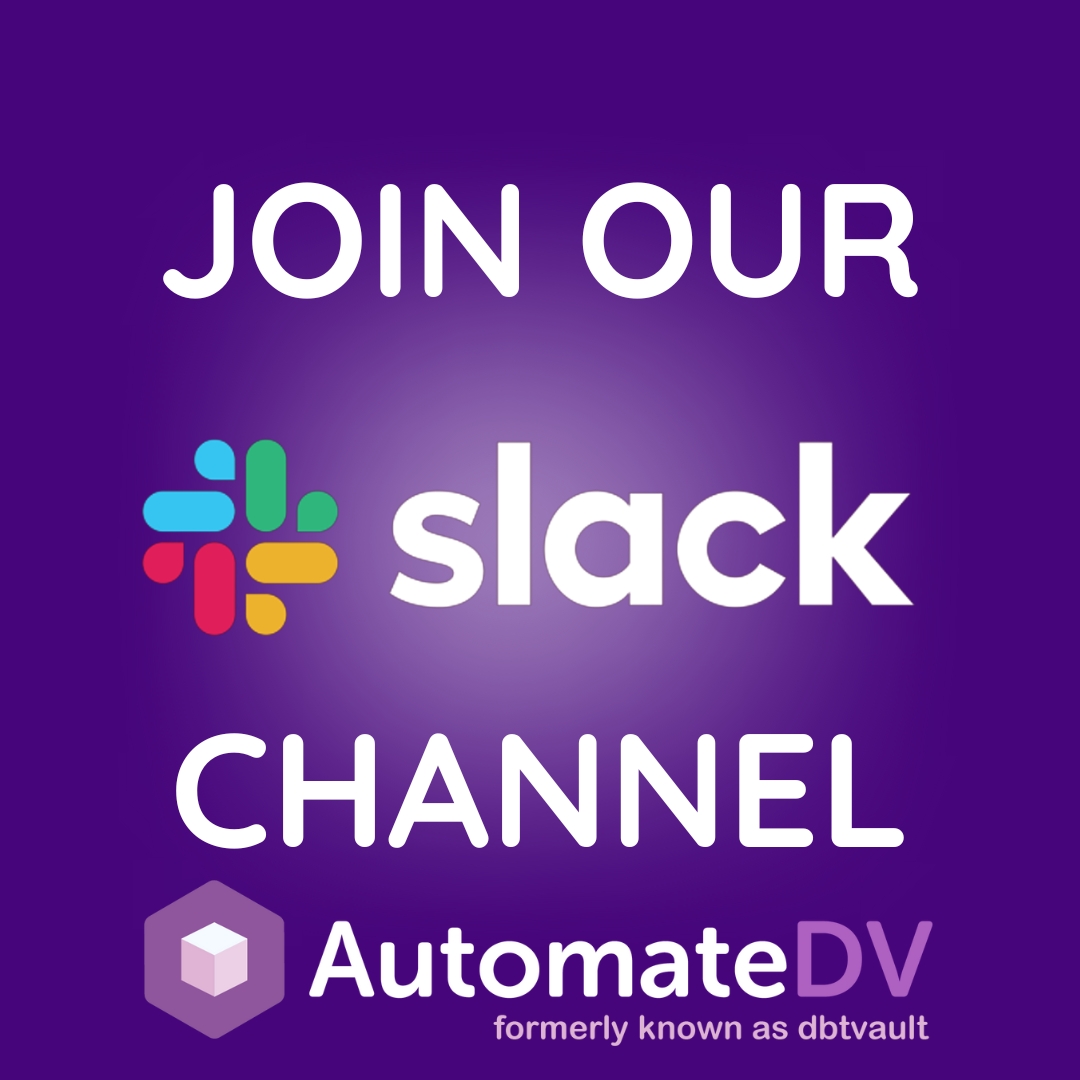 Join over 750 people on our Slack channel to stay up to date with the AutomateDV community 💻 Click the link to join 👇 lnkd.in/eJ9_gyiZ #datavault #dataengineer