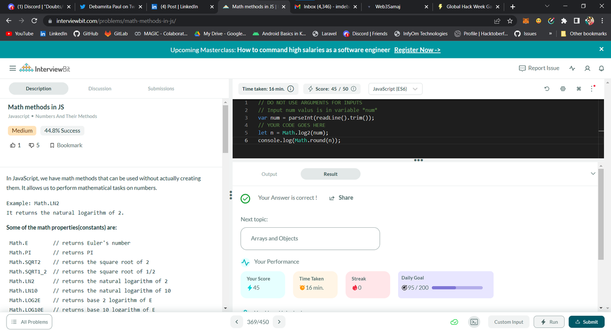 DebamritaP's tweet photo. Hello All,
I have completed #Day010 of #365DaysofCode Challenge with @scaler_official
Today I solved the question- Math methods in JS
discord community link : https://t.co/sUzvB4HScs #scalerdiscord #codewithscaler https://t.co/mgJxoPAU5y