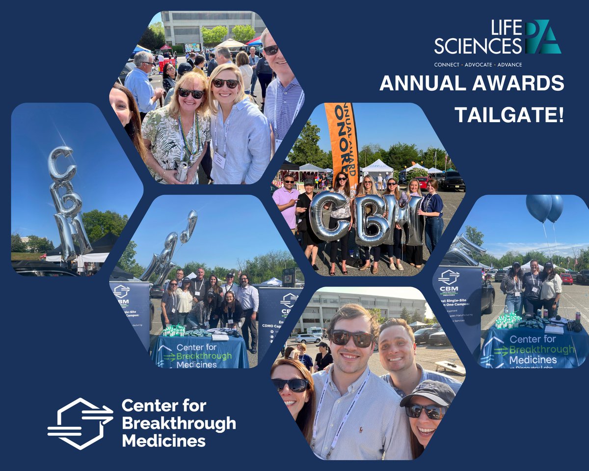 Center for Breakthrough Medicines (@cbm_cdmo) on Twitter photo We had an incredible time at the <a href="/LifeSciencesPA/">Life Sciences PA</a> Annual Awards Tailgate 2023! A big thank you to Life Sciences Pennsylvania for organizing this incredible gathering! Thank you for honoring us with the Deal of the Year award, we are humbled!
#breakthroughmedicines #lifesciences We had an incredible time at the <a href="/LifeSciencesPA/">Life Sciences PA</a> Annual Awards Tailgate 2023! A big thank you to Life Sciences Pennsylvania for organizing this incredible gathering! Thank you for honoring us with the Deal of the Year award, we are humbled!
#breakthroughmedicines #lifesciences