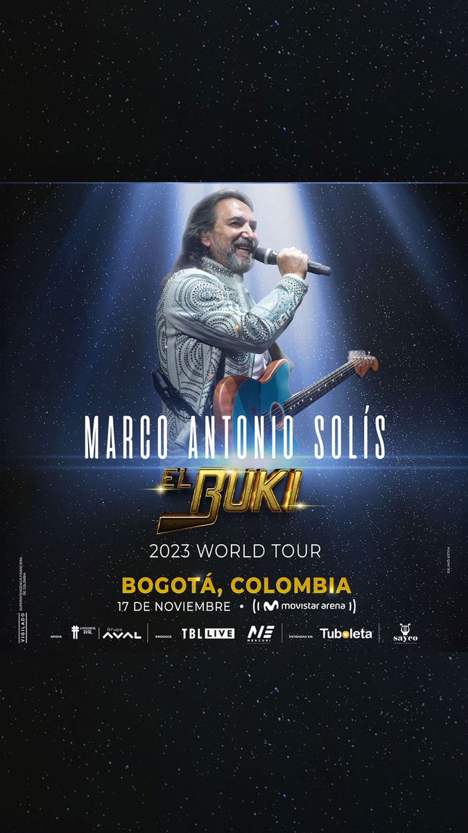 El Buki Tour 2023” nueva gira de Marco Antonio Solís estará en el Movistar Arena de Bogotá <a href="/TBL_Live/">TBL Live</a> <a href="/Tuboletaoficial/">Tuboleta</a>  #experienciasaval #eventoslatam
turismolatam.com/post/el-buki-t…