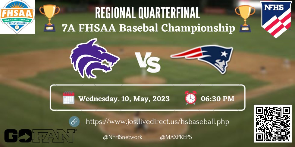 FHSAA BASEBALL (@fhsaabaseballl) on Twitter photo π REGIONAL QUARTERFINAL π
π FHSAA 7A Baseball Championship π
Timber Creek π Lake Brantley
π
: Wednesday. 10, May, 2023
β°: 06:30 PM
π₯: Watch Here : jos.livedirect.us/hsbaseball.php
ποΈ - <a href="/GoFanHS/">GoFan</a>
<a href="/TCHSWolvesBB/">Timber Creek Baseball</a> <a href="/TC__Athletics/">Timber Creek Athletics</a> <a href="/TCHSWolves/">Timber Creek High</a> <a href="/LBHSAthletics/">LBHSAthletics</a> @lbhs_ptsa <a href="/lakebrantley/">Lake Brantley HS</a> π REGIONAL QUARTERFINAL π
π FHSAA 7A Baseball Championship π
Timber Creek π Lake Brantley
π
: Wednesday. 10, May, 2023
β°: 06:30 PM
π₯: Watch Here : jos.livedirect.us/hsbaseball.php
ποΈ - <a href="/GoFanHS/">GoFan</a>
<a href="/TCHSWolvesBB/">Timber Creek Baseball</a> <a href="/TC__Athletics/">Timber Creek Athletics</a> <a href="/TCHSWolves/">Timber Creek High</a> <a href="/LBHSAthletics/">LBHSAthletics</a> @lbhs_ptsa <a href="/lakebrantley/">Lake Brantley HS</a>