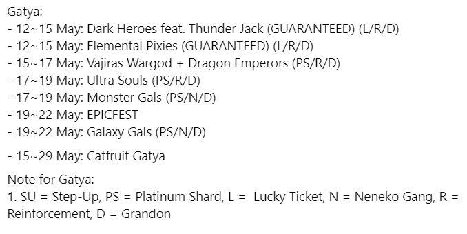 tomcat_siluman's tweet photo. New event data!
Not much to see here but guaranteed Dark Heroes and Pixies. It seems new unit is added to Dark Heroes banner...

#battlecats #eventdata #bcen #bckr #bctw https://t.co/AbjI7ZW1DI