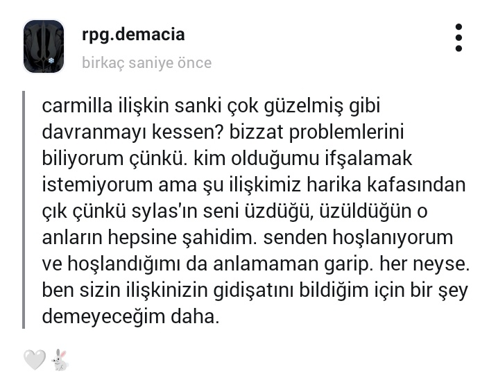 ACTDEMAC's tweet photo. ⠀
⠀
          ❨ᑯᦸᥖᥝcɪ̇ᥝ໑💬،ᥝꪬᦅꪬbᦅx❩  ‣ arkadaşlar kimsenin ilişkisi kimseyi ilgilendirmez, kötü gitse de iyi gitsede bu kişiye ait bir seçimdir. yorum yapamazsınız. ⠀
⠀⠀ https://t.co/U0Iqg0S8TR
