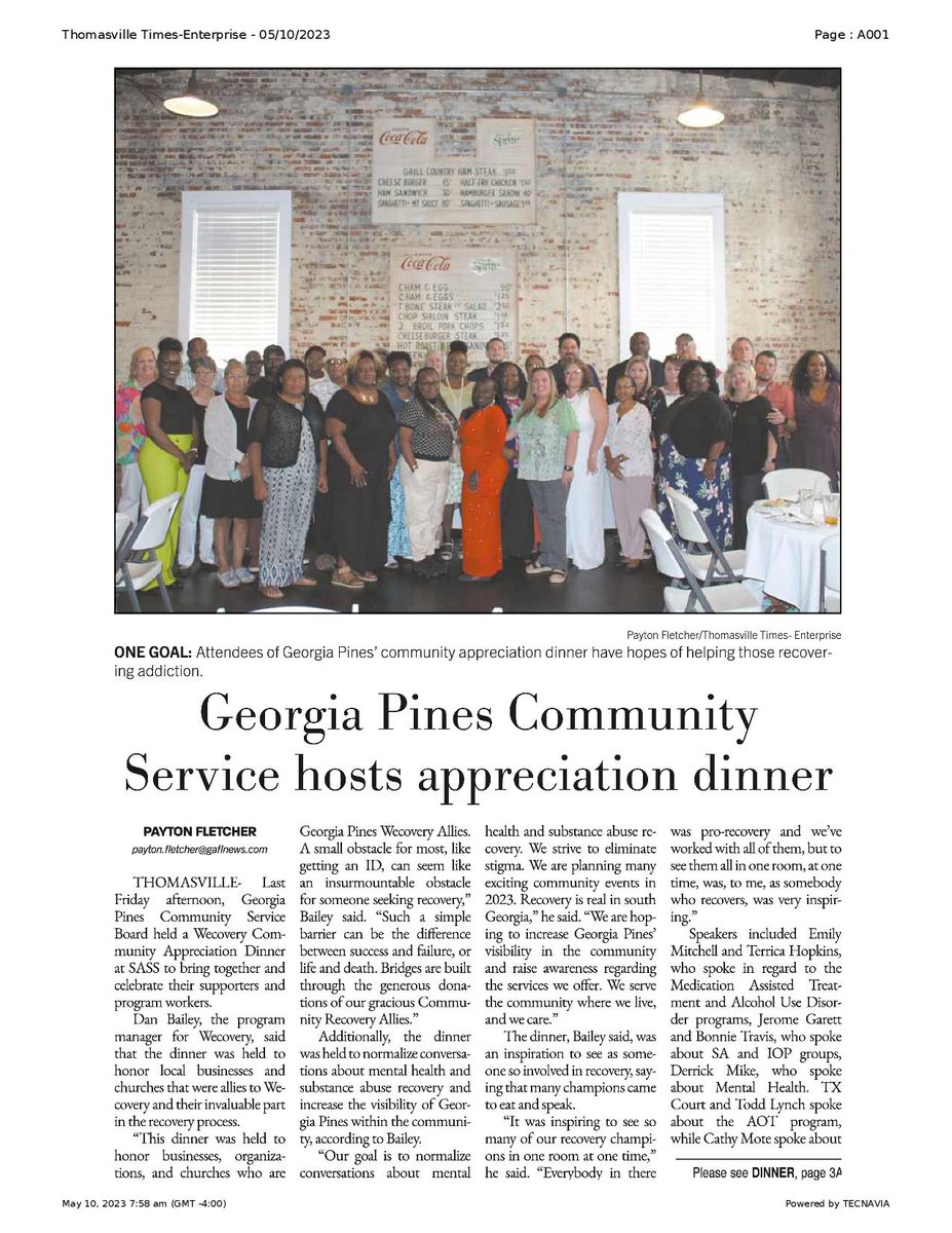 GeorgiaPinesCSB's tweet photo. An article on our GPCSB appreciation dinner. https://t.co/ZogcrNAjv3