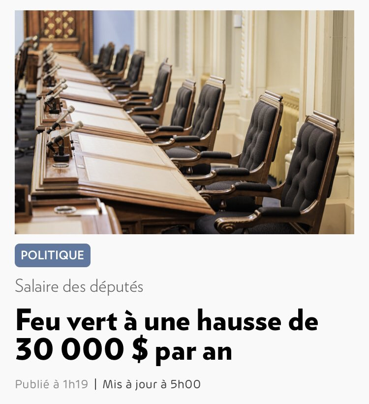 lamanchetteduqc's tweet photo. Depuis la commission Charbonneau, difficile de boucler les fins de mois pour nos politiciens? 
#polqc #depute #augmentationsalariale https://t.co/lRQ9dmWRph