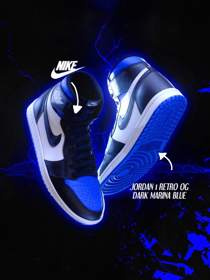 cqhrs's tweet photo. Nike poster for the Jordan 1 Retro OG “Dark Marina Blue”💙

@Nike @nikestore

#nikeposter #nike #jordans #shoe #poster #gfx #art https://t.co/ED22ztNJx7