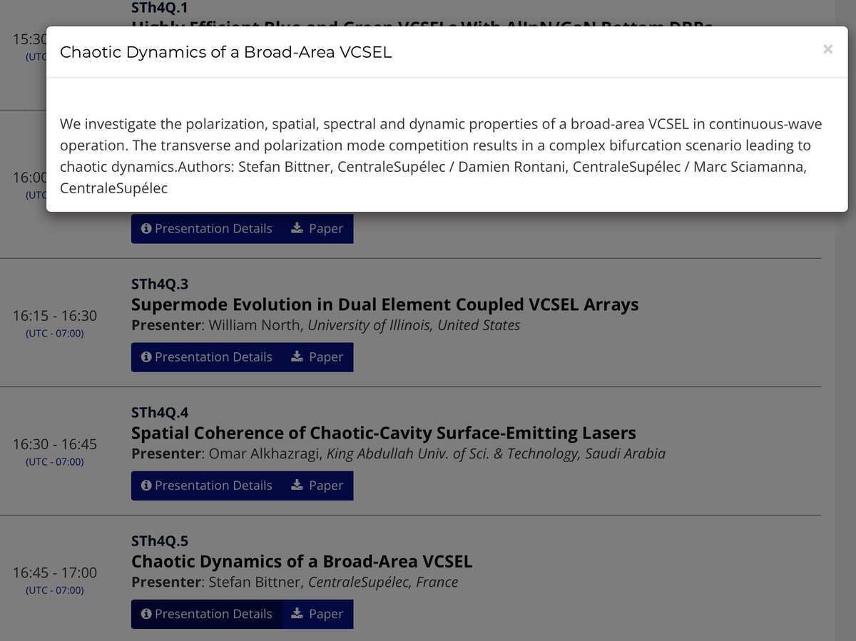 The chair in photonics <a href="/centralesupelec/">CentraleSupélec</a> #Metz presents new achievements in chaotic light emission from a broad area laser at <a href="/CLEOConf/">CLEO Conference</a> #USA