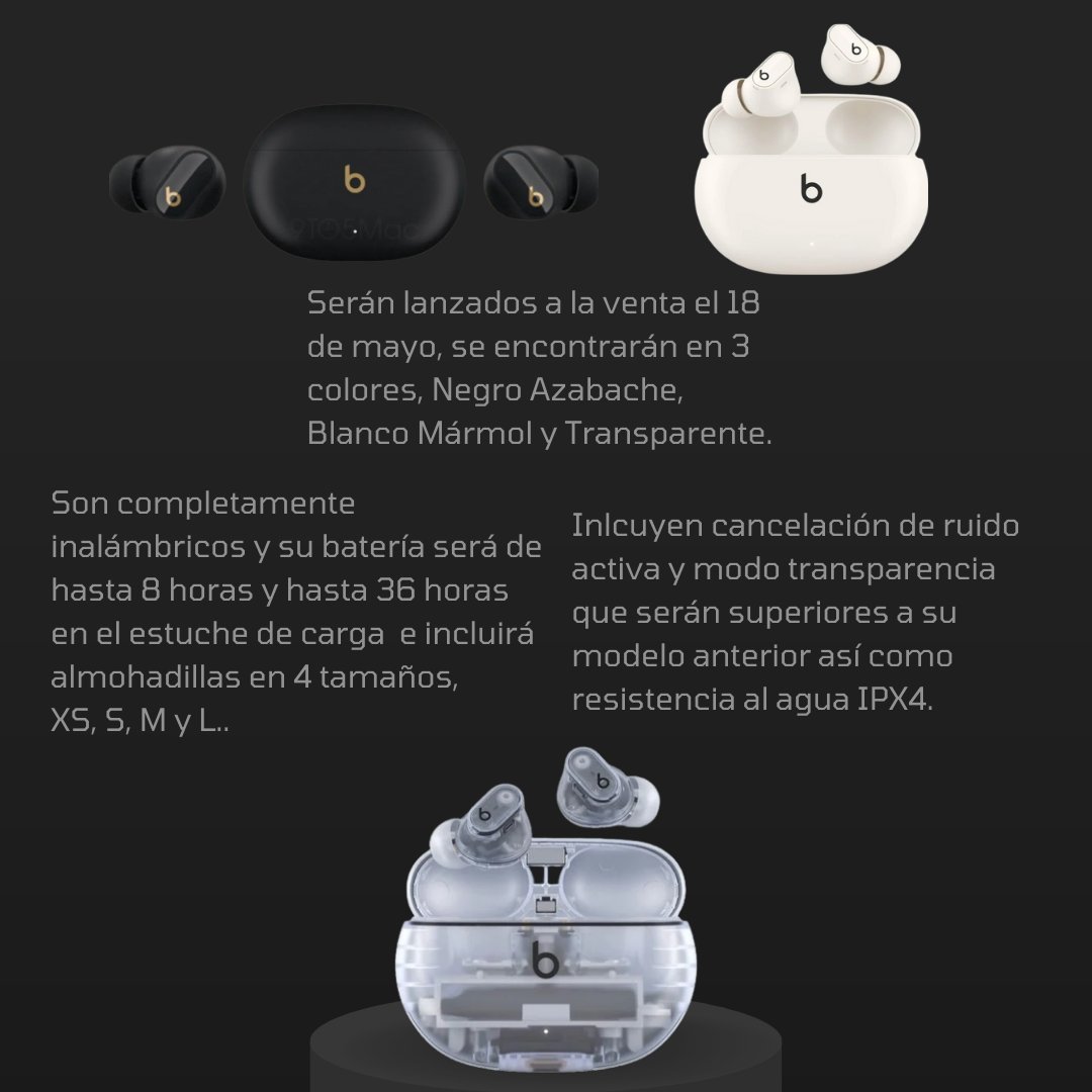 ServiceProMX's tweet photo. ¡Alerta auriculares! 😍 Los nuevos Beats Studio Buds+. Con cancelación activa de ruido y un modo de transparencia, estos auriculares inalámbricos están diseñados para competir con los AirPods Pro de Apple con un diseño más llamativo. 💥🎧 #BeatsStudioBudsPlus #Apple https://t.co/HWmqg3xnru