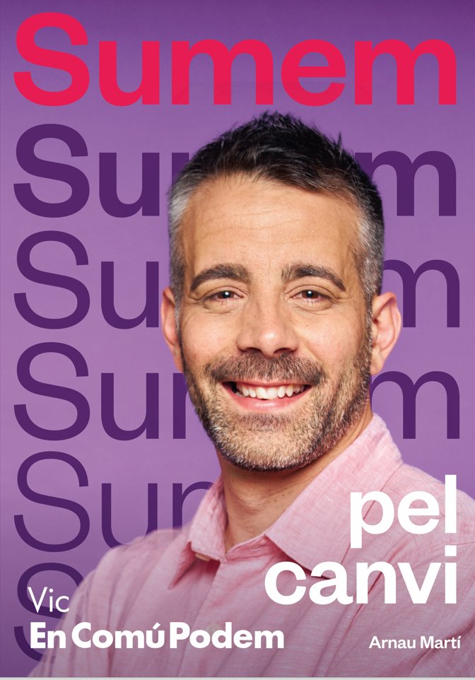 ComunsVic's tweet photo. 👋Hola! Aquí teniu el cartell del nostre candidat @ArnauMarti @EnComu_Podem #Sumempelcanvi
#Sumemenpositiu ➕➕➕
#Ciutatverda 🍀🟢🛝 #Ciutatfeminista 🟣✊♀️ #Ciutathabitable 🏡🚲💚 #Ciutatoberta 🫶 https://t.co/HKZw1p3F9X