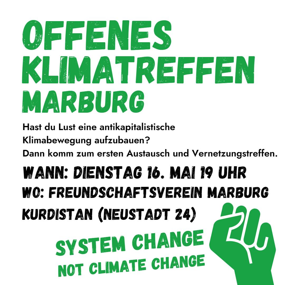 klimagruppe's tweet photo. Nächste Woche findet das erste Offene Klimatreffen Marburg statt! Wir wollen reden: Was geht gerade in der Klimabewegung, was fehlt, wo müssen wir hin?
Klimagerechtigkeit bleibt Handarbeit, also machen wir uns die Hände schmutzig! https://t.co/uuDyYYU3zx