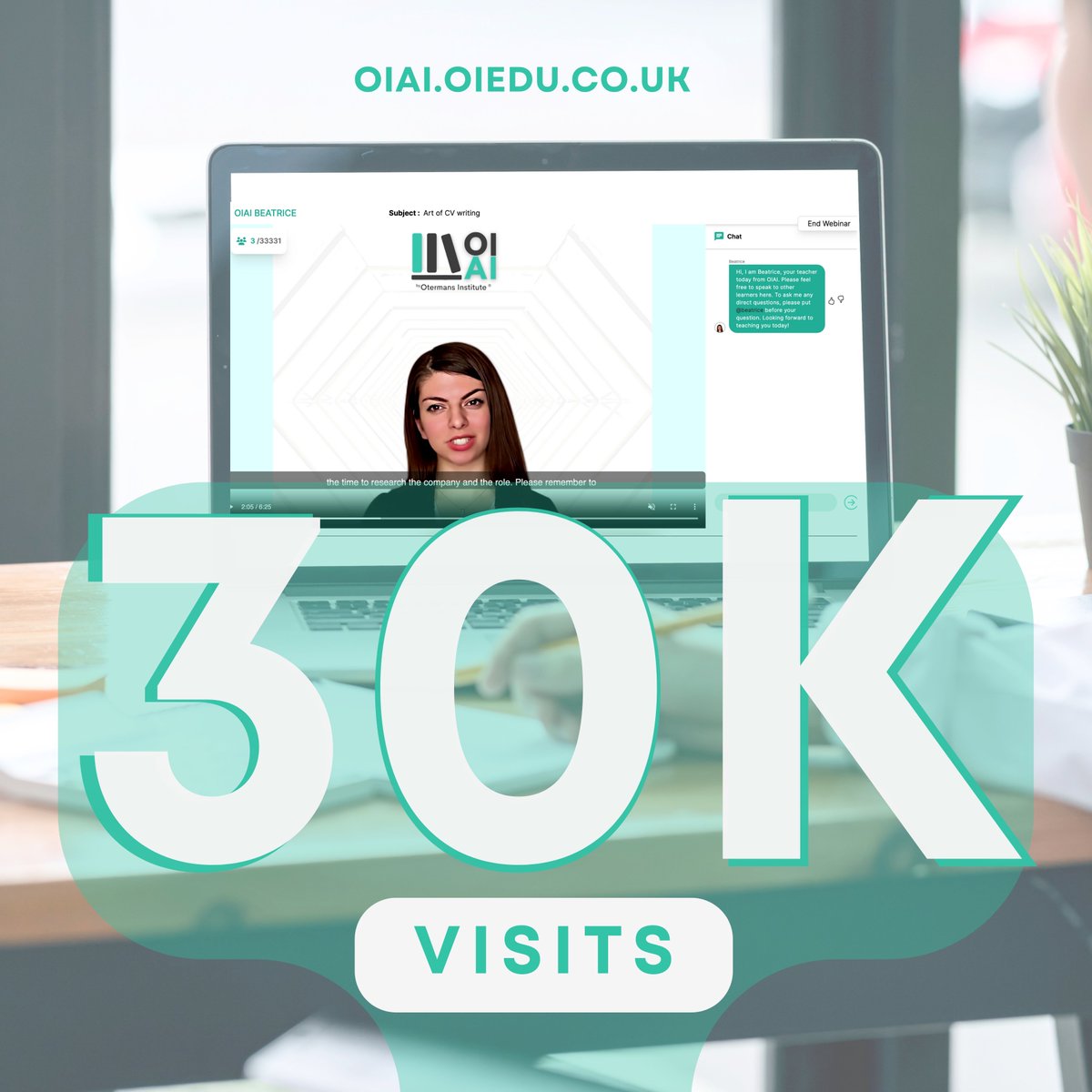 To be more precise, the first lesson of our AI Teacher - Beatrice was watched by 33.331 visitors in less than 72 hours! If you are curious to learn more, visit her class following this link: oiai.oiedu.co.uk

#AI #upskillingageneration #tech #EducationUpdates