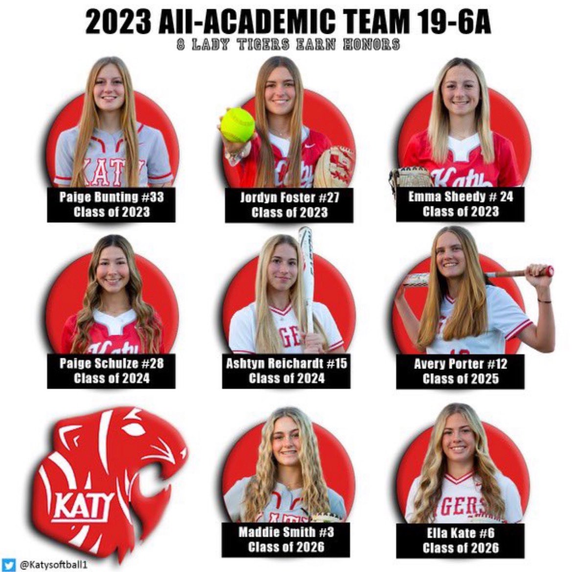 Thank you @katysoftball1 !! So grateful for such awesome teammates and coaches! Will be cheering you on next season! Keep working!