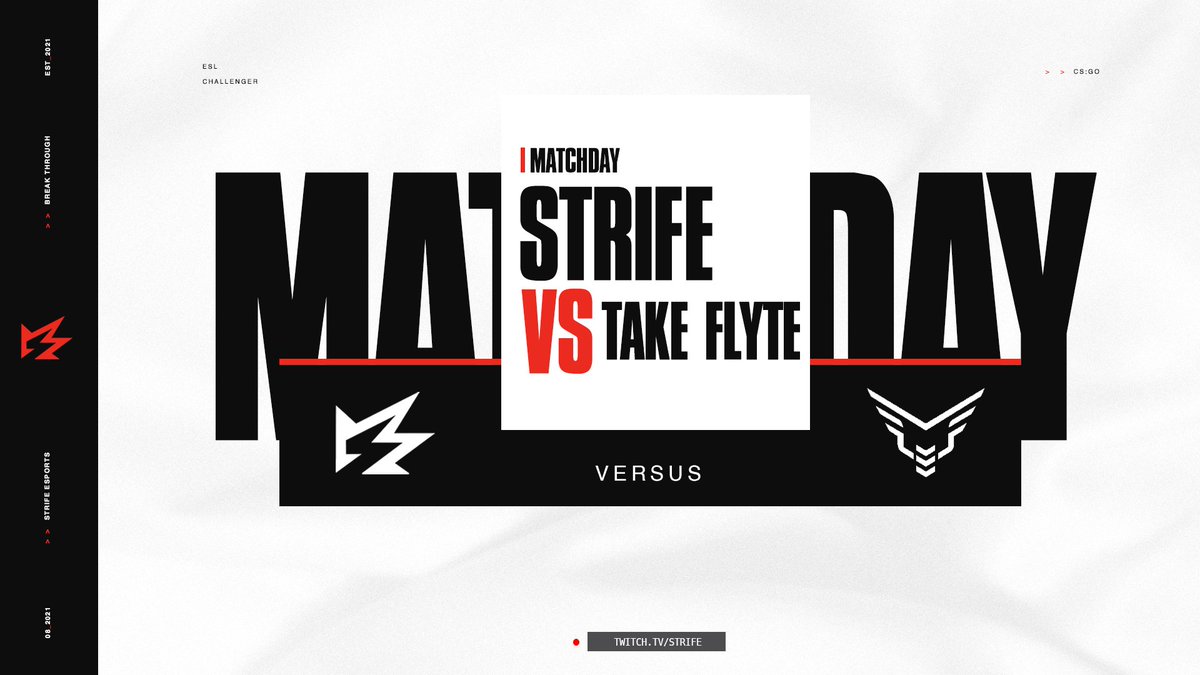 Firstly, Thank You @ariscsgo_ for Stepping in these first 4 games of the season! Secondly, WELCOME @6motm BACK TO ECL! LET'S GET THIS W TONIGHT! ⚔️@Strife_Team vs. @TakeFlyteGG ⌚️9:00PM EST 📽️twitch.tv/StrifeCSGO 🎙️@AllinGaming23 #BreakingThrough💥 | #ESLChallengerLeague