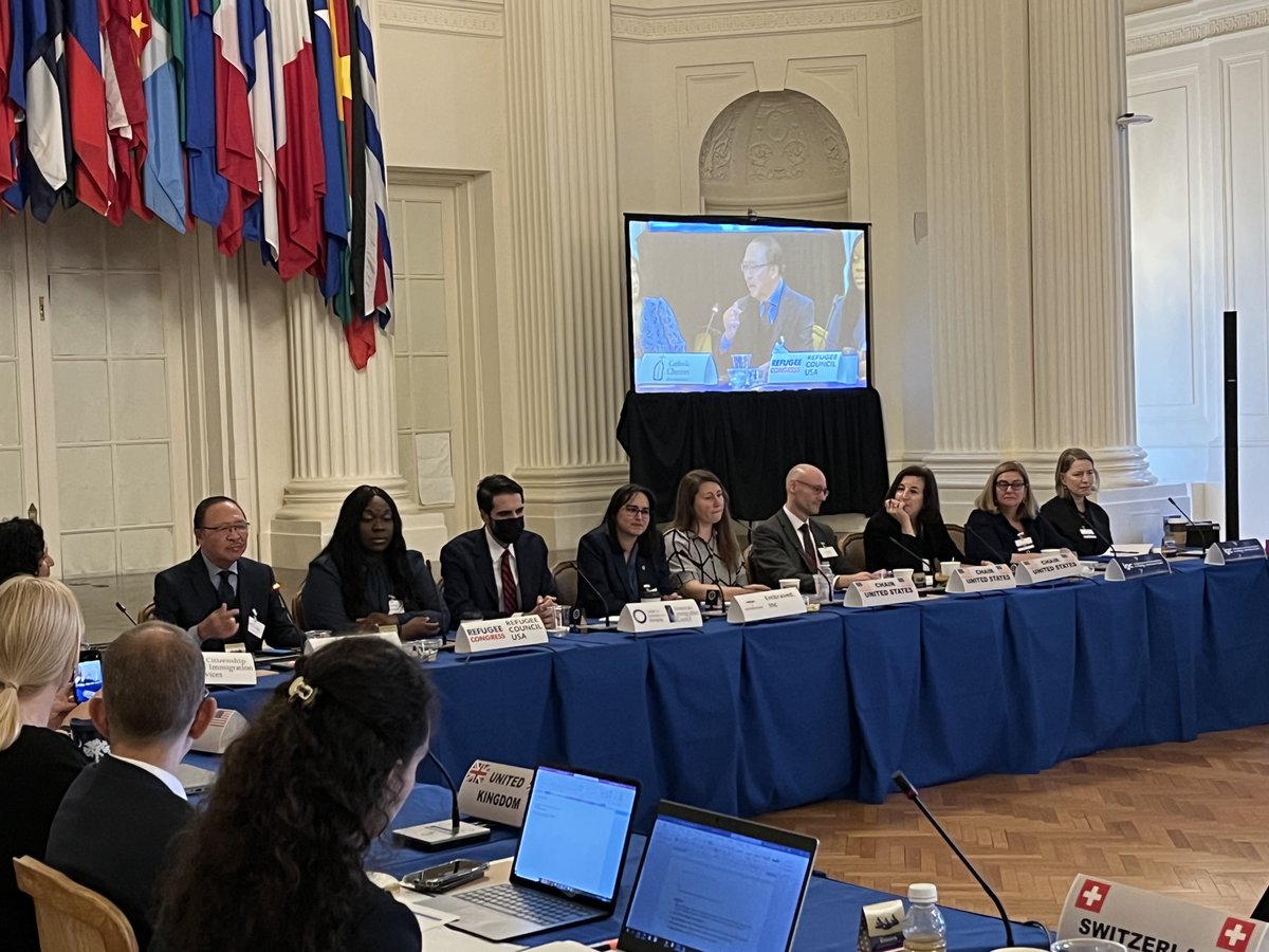 RefugeeCongress's tweet photo. RC Board Chair @LourenaGboeah joined a panel on the successes and challenges of integration and inclusion at the Intergovernmental Consultations on Migration, Asylum and Refugees. Thank you to the US Chairs and planners for this fruitful discussion! #USRAB #IGC @RCUSA_DC https://t.co/z6vIEi5bbA