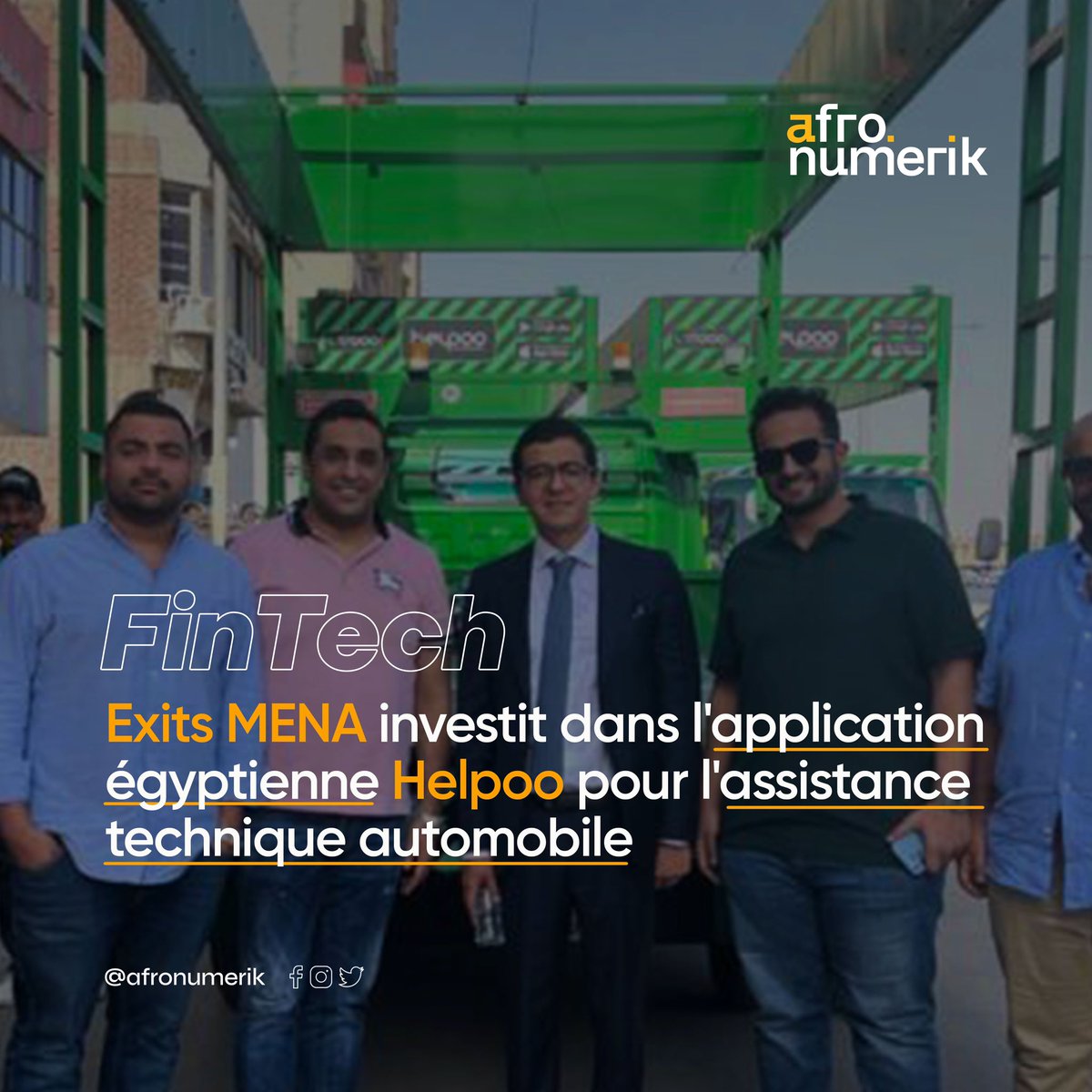 Afronumerik's tweet photo. Exits MENA et Morni Holding investissent dans Helpoo, une startup égyptienne d'assistance technique automobile.#FinTech #Startup #AssistanceAuto https://t.co/QCa8rrx7of