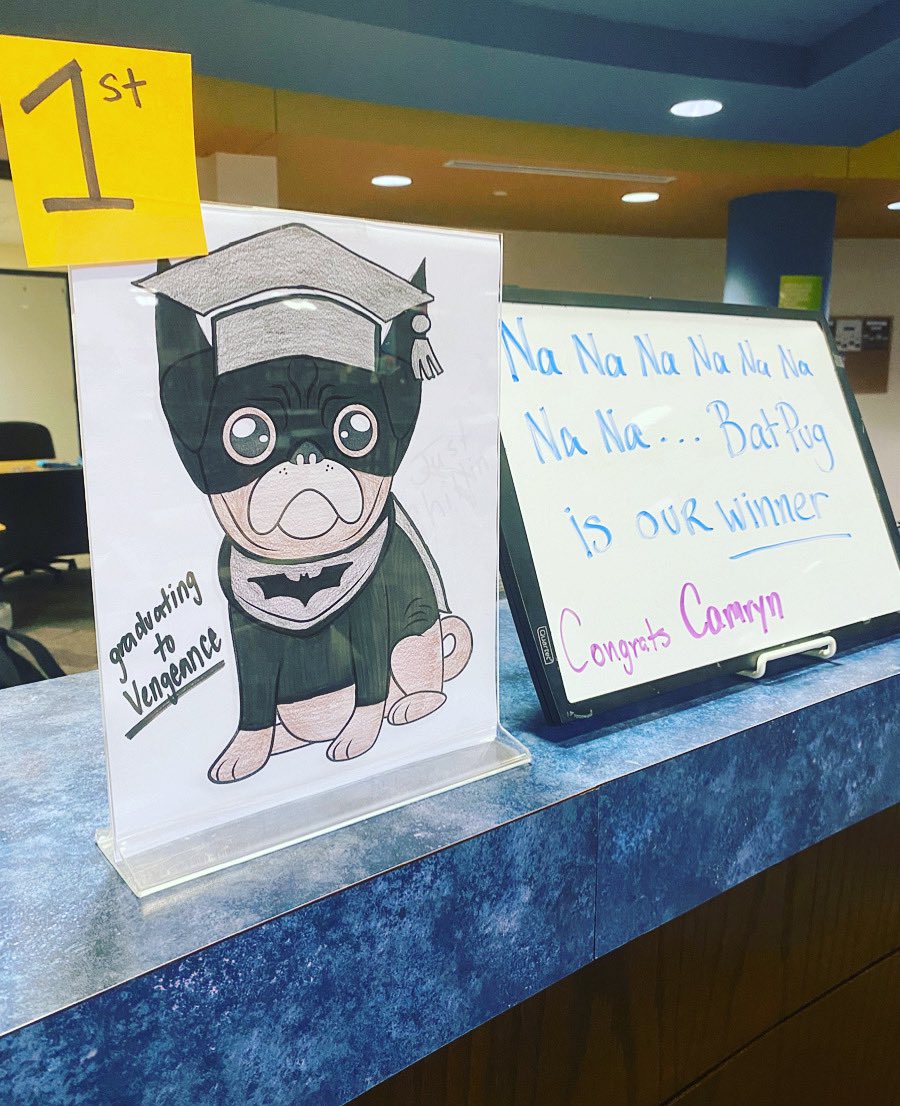 GrahamLibrarian's tweet image. These senior pugs turned out so good.  #librarylife #passiveprogramming