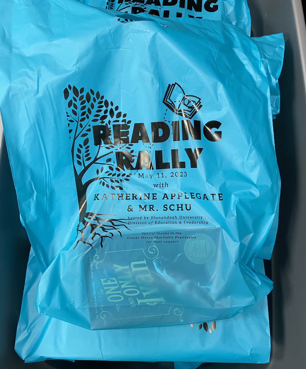 Every child will receive a bag that has a copy of The One and Only Ivan and The One and Only Bob inside. <a href="/kaaauthor/">Katherine Applegate (kaaauthor.bsky.social)</a>