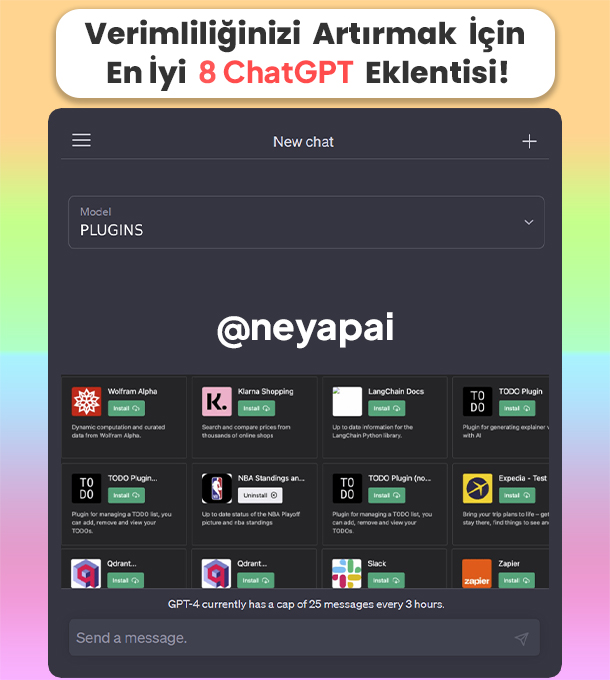 ChatGPT planın ilk adımıydı.

Çünkü eklentiler onu 10 kat daha güçlü hale getiriyor.🔥

İşte üretkenliğinizi artıracak en iyi 8 ChatGPT eklentisi:🚀👇🏻