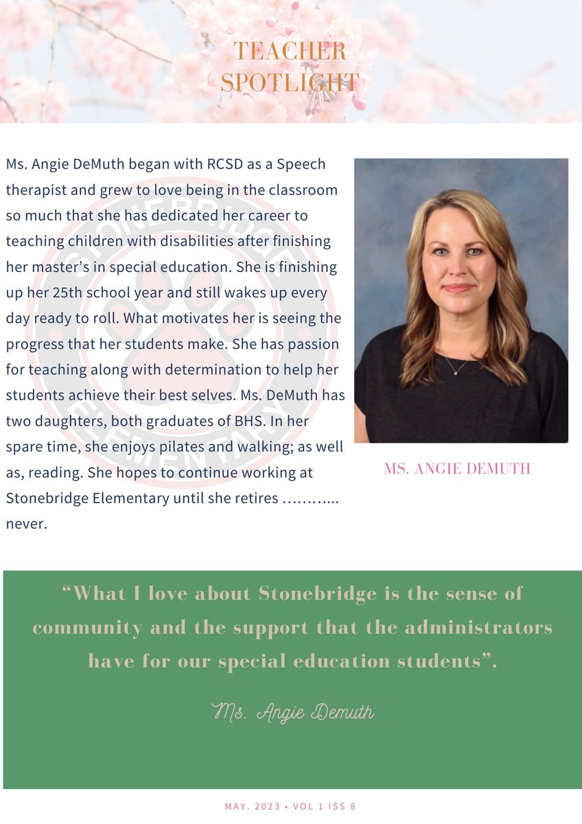 StonebridgeElem's tweet photo. SBE May Newsletter- The Bridge https://t.co/EqdaOoV2fO