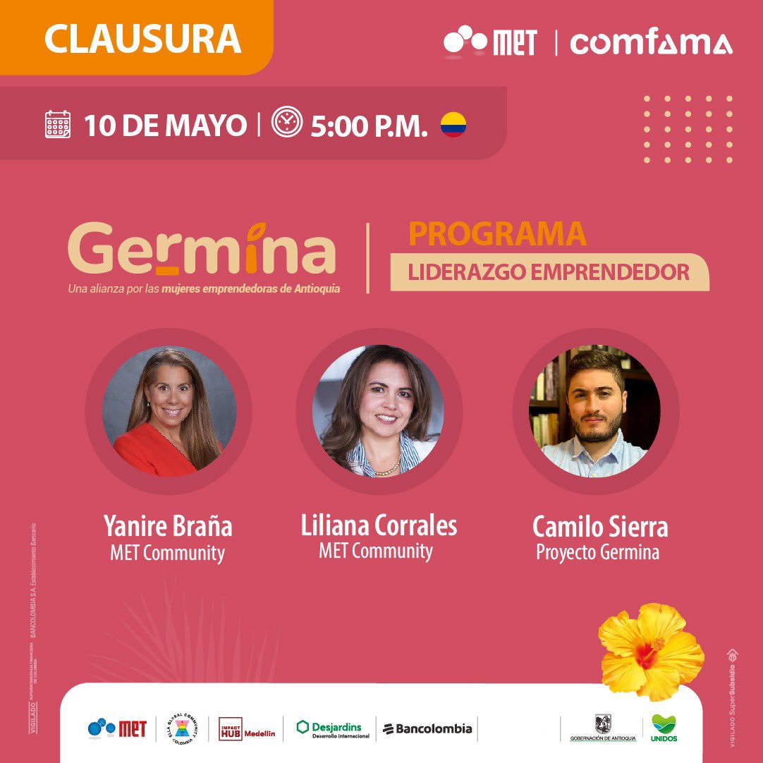 METcommunity's tweet photo. ¡Hoy a las 5:00p.m hora Colombia finaliza el PLE Germina I!

Gracias por llegar hasta el final del taller para mujeres Antioqueñas. Apreciamos tu asistencia en estas 5 semanas. 🫶🏽

#PLE #Germina #METCommunity #Antioquia #EmprendimientoFemenino #PoderFemenino https://t.co/eeObP9ob14