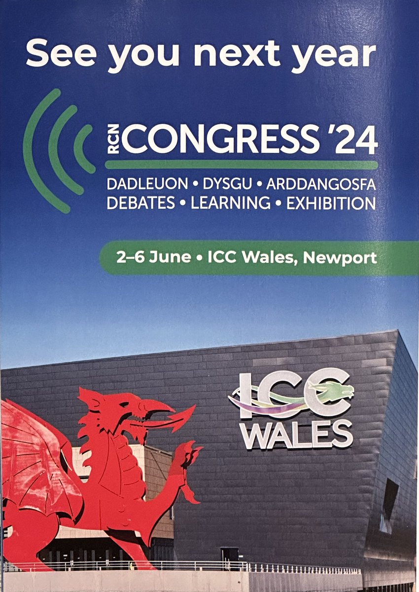 In keeping with tradition, we are proud to announce that @theRCN Congress #RCN24 #RCN2024 will be held in at the ICC Wales, Newport, Wales.