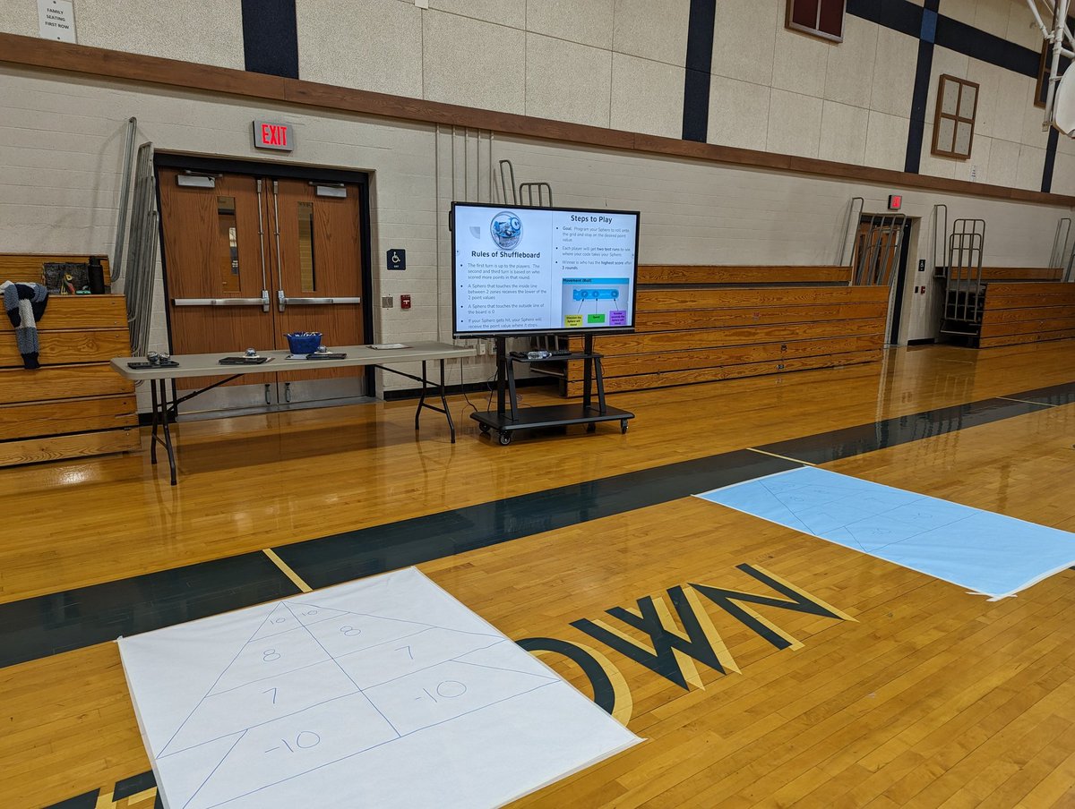 MissWolos's tweet image. Come play Sphero Shuffleboard with the BMHS Math Department for @BurgettstownMHS &apos;s #remakelearning !