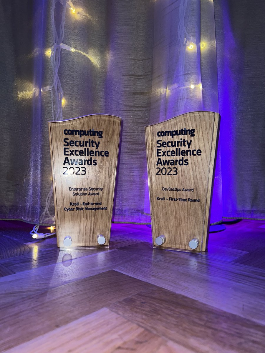wrolack's tweet photo. 🏆 Wrapping up an amazing couple of weeks, I wanted to celebrate our @KrollWire team and thank our clients for helping us win a total of six awards from @cyberdefensemag &amp; @Computing_News. After a busy week at #RSAC23, it’s great to see recognition across two continents! https://t.co/hFDa6LVkxb