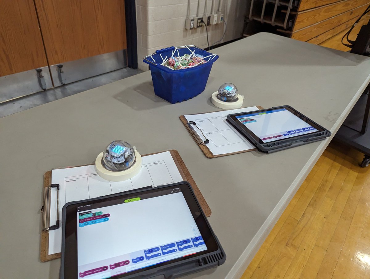 MissWolos's tweet image. Come play Sphero Shuffleboard with the BMHS Math Department for @BurgettstownMHS &apos;s #remakelearning !