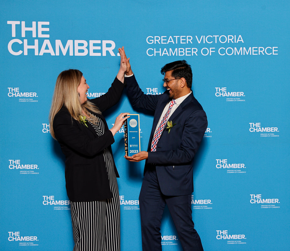 Congratulations to our supported company,
@get_joni
for winning the Innovation Award at the 2023 Greater Victoria Business Awards! 🎉 .

@ChamberVictoria
@uvic
📷: Kevin Light Photography  #YYJBiz #YYJEvents #BizAwards2023 #victoriachamber #chambernetwork #victoriabc #yyj