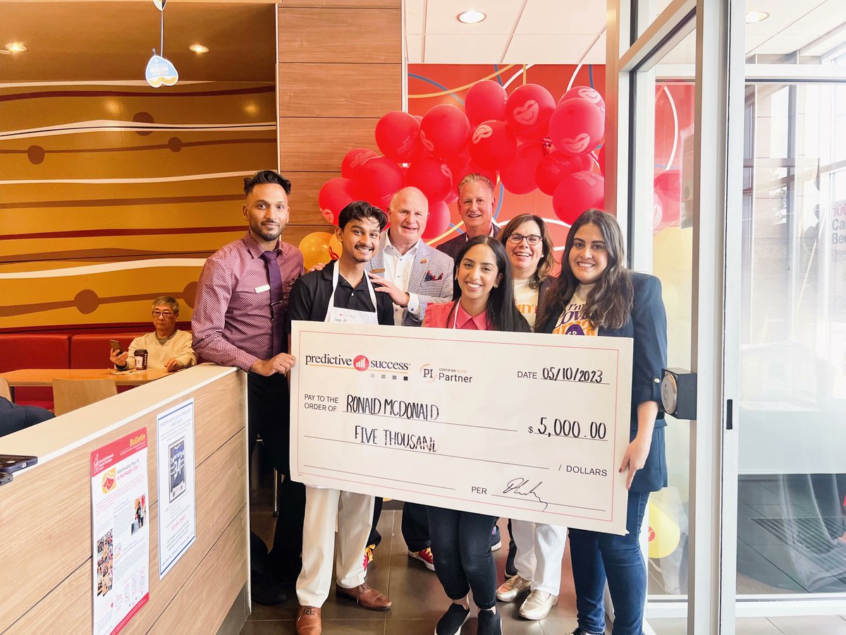 irwinanalytics's tweet photo. PredictSuccess: Predictive Success Corporation is thrilled to support Ronald McDonald House Charities! Our team visited a McDonald's restaurant to show support, raise funds, and be a part of this meaningful cause, donating $5000. 

Looking forward to con… https://t.co/wGTIYUpJOR