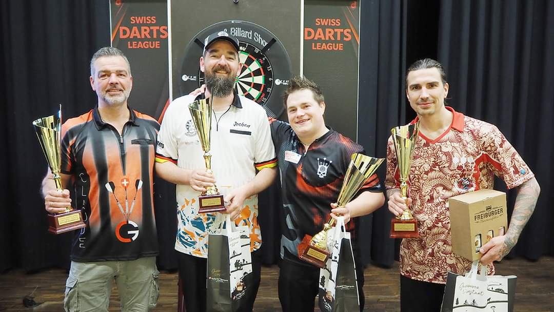 Darts at its best at the SWISS DARTS OPEN.

Jochen Graudenz won the all-German final against Patrick Ganter. 

In the semi-final Claude Godel from #Bern missed two matchdarts against the later winner. In the other match Ganter was just too strong for Andy Heimann.
#swissdartsopen