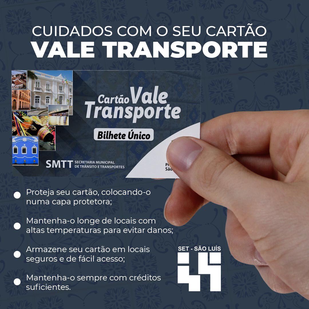 setsaoluis's tweet photo. Seu Cartão Vale Transporte tem o benefício do Bilhete Único. Veja alguns cuidados que você precisa ter para que ele funcione adequadamente e tenha mais durabilidade ✅

•O SET mais próximo de você! 🤜🤛

#SetSlz #transportes #SaoLuis #Ilhadoamor #onibus #usuario #transito #busao https://t.co/MwAZOM6NFk