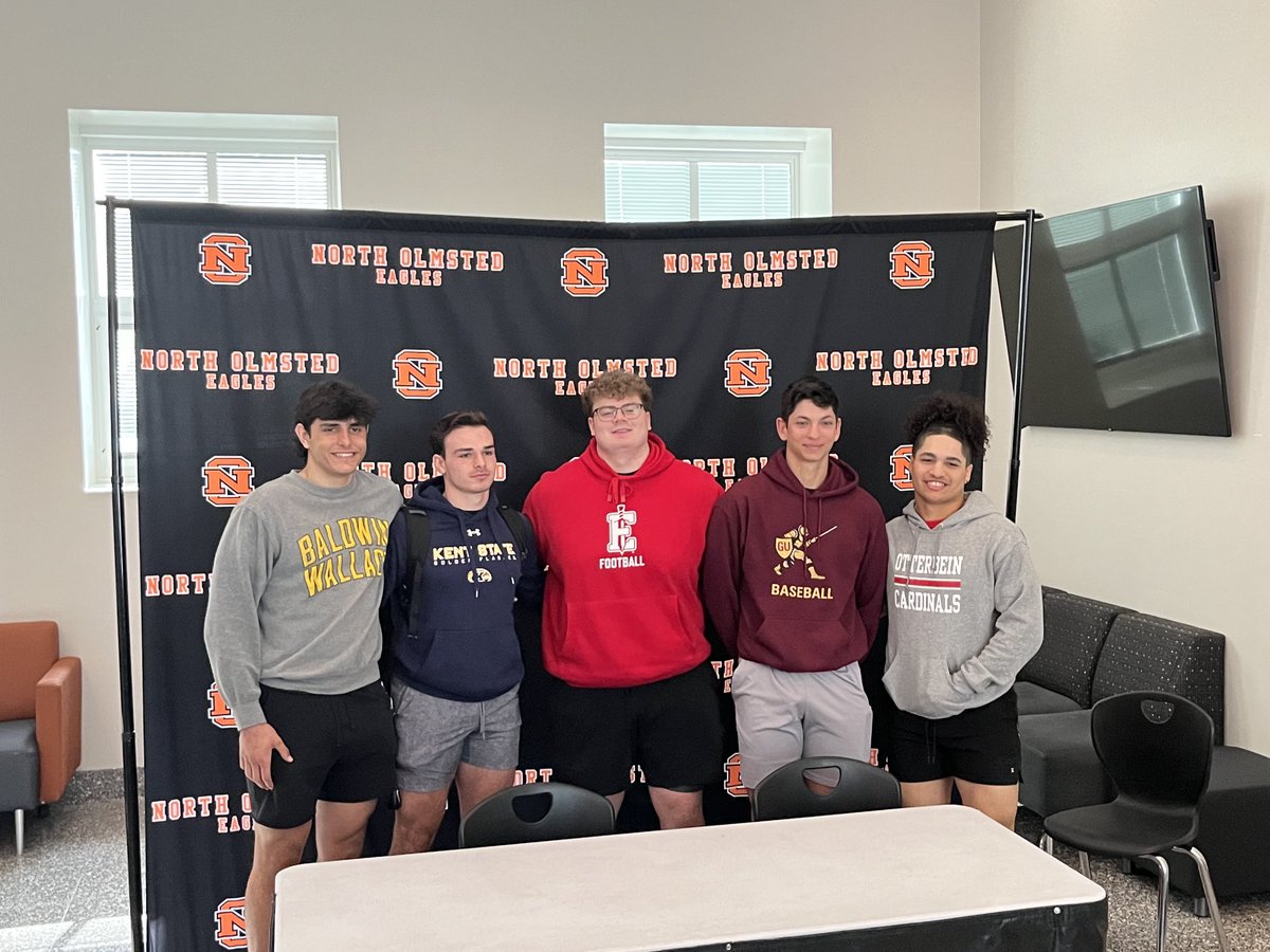 Congrats to our 5 eagle football players who are continuing their careers at the next level! 4 in football and 1 baseball! Your community is proud of you! ⁦<a href="/NorthOlmsted_OH/">City of North Olmsted</a>⁩ ⁦<a href="/NOEagles/">North Olmsted Eagles</a>⁩ ⁦<a href="/NOCSEagles/">NorthOlmstedSchools</a>⁩