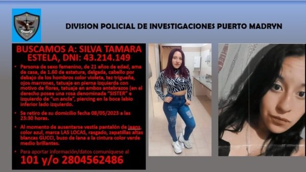 barciaml's tweet photo. #Madryn Buscan a una joven desaparecida 
La división Búsqueda de Personas activó un protocolo de averiguación de paradero de la Tamara Estela Silva de 21 años. La joven se encuentra desaparecida desde el lunes 8 de mayo por la noche cuando se retiró de una casa en B Alta Tensión. https://t.co/vxAzCklQL6
