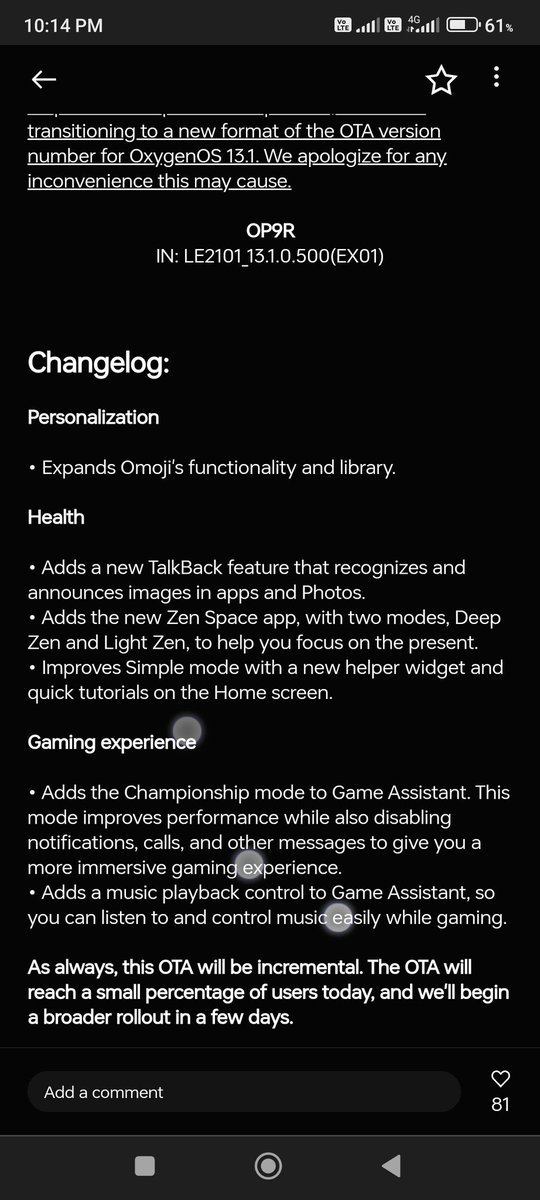 CyborgTrend's tweet image. OnePlus pushes oxygen OS 13.1 to OnePlus 8T and OnePlus 9R for indian user&apos;s..
.
#oneplus #oxygenOS13 #Android13 #android14 #firmware #gadgets #5G #trendcyborg