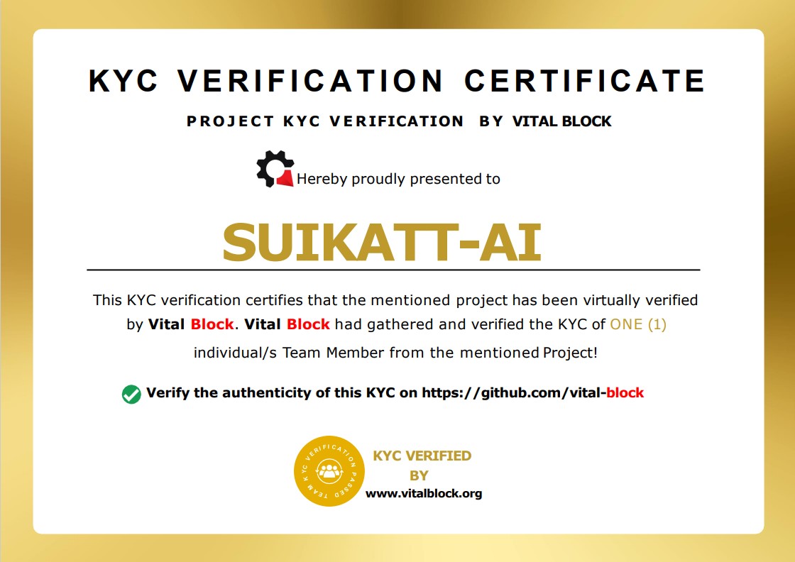 Vital Block ๐ก๏ธ Security (@vb_audit) on Twitter photo <a href="/VB_Audit/">Vital Block ๐ก๏ธ Security</a> has completed Project KYC Verification Of <a href="/SuiKattAi_/">SuiKatt-Ai</a> #SUIKATTAI
๐ KYC CERTIFICATE: github.com/Vital-block/Prโฆ
โ๏ธ Book Services: ๐ t.me/vitalblock_cmo
๐ SUIKATTAI.COM
TG: t.me/suikattai_news
#Devteamkyc #KYC #Sui <a href="/VB_Audit/">Vital Block ๐ก๏ธ Security</a> has completed Project KYC Verification Of <a href="/SuiKattAi_/">SuiKatt-Ai</a> #SUIKATTAI
๐ KYC CERTIFICATE: github.com/Vital-block/Prโฆ
โ๏ธ Book Services: ๐ t.me/vitalblock_cmo
๐ SUIKATTAI.COM
TG: t.me/suikattai_news
#Devteamkyc #KYC #Sui